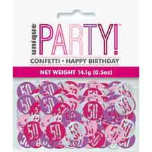 Load image into Gallery viewer, Birthday Pink Glitz Number 50 Confetti, .5oz