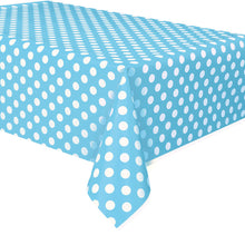 Load image into Gallery viewer, Powder Blue Dots Rectangular Plastic Table Cover, 54"x108"