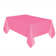 Load image into Gallery viewer, Hot Pink Solid Rectangular Plastic Table Cover, 54"x108"
