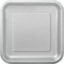 Load image into Gallery viewer, Matte Silver Solid FSC Square 9" Dinner Plates, 14ct