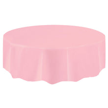 Load image into Gallery viewer, Lovely Pink Solid Round Plastic Table Cover, 84&quot;
