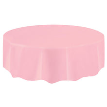 Load image into Gallery viewer, Lovely Pink Solid Round Plastic Table Cover, 84"