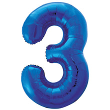 Load image into Gallery viewer, Blue Number 3 Shaped Foil Balloon 34"