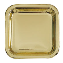 Load image into Gallery viewer, Gold Foil Square 9&quot; Dinner Plates, 8ct - Foil Board

