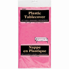 Load image into Gallery viewer, Hot Pink Solid Rectangular Plastic Table Cover, 54"x108"