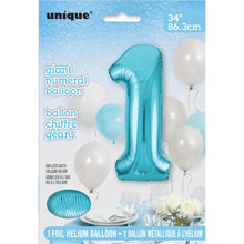 Load image into Gallery viewer, Powder Blue Number 1 Shaped Foil Balloon 34"