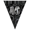 Age "40" Glitz Black & Silver Prismatic Plastic Flag Banner