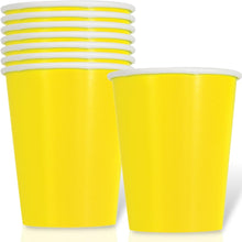 Load image into Gallery viewer, Bright Yellow Solid 9oz FSC Paper Cups, 14ct
