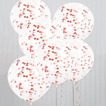 Load image into Gallery viewer, Clear Latex Balloons with Ruby Red Confetti 12&quot;, 6ct
