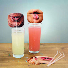 Load image into Gallery viewer, Quirky Party Face Straw Toppers - 10 Party Straws
