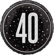 Load image into Gallery viewer, Glitz Black &amp; Silver 40th Round Foil Balloon  - 18"
