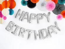 Load image into Gallery viewer, Silver Happy Birthday Foil Letter Balloon Banner Kit
