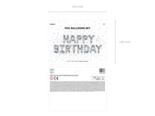Load image into Gallery viewer, Silver Happy Birthday Foil Letter Balloon Banner Kit
