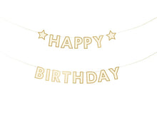 Load image into Gallery viewer, White and Gold Happy Birthday Bunting
