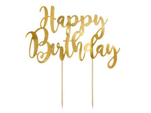 Load image into Gallery viewer, Gold Happy Birthday Cake Topper -22.5cm
