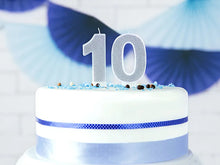 Load image into Gallery viewer, Silver Glitter Birthday Candle Number 0
