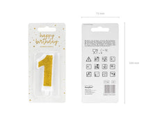 Load image into Gallery viewer, Gold Glitter Candle Number - 1
