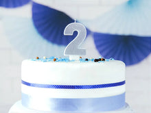 Load image into Gallery viewer, Silver Glitter Birthday Candle Number 2
