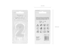 Load image into Gallery viewer, Silver Glitter Birthday Candle Number 2
