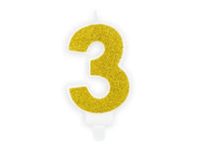 Load image into Gallery viewer, Gold Glitter Candle Number - 3
