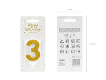 Load image into Gallery viewer, Gold Glitter Candle Number - 3
