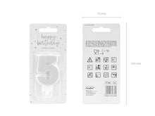 Load image into Gallery viewer, Silver Glitter Birthday Candle Number 5
