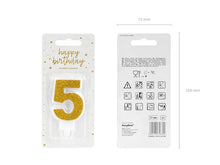 Load image into Gallery viewer, Gold Glitter Candle Number - 5
