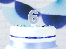 Load image into Gallery viewer, Silver Glitter Birthday Candle Number 6
