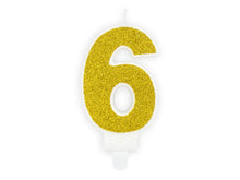 Load image into Gallery viewer, Gold Glitter Candle Number - 6
