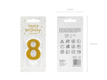 Load image into Gallery viewer, Gold Glitter Candle Number - 8
