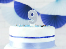 Load image into Gallery viewer, Silver Glitter Birthday Candle Number 9
