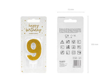 Load image into Gallery viewer, Gold Glitter Candle Number - 9
