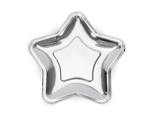 Load image into Gallery viewer, Silver Star Plates 18cm - 6ct

