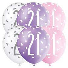 Load image into Gallery viewer, 12&quot; Glitz Petal Pink, Spring Lavender &amp; White Latex Balloons - 6ct
