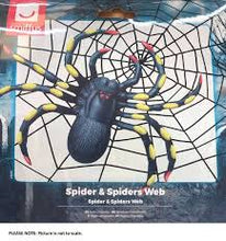 Load image into Gallery viewer, Black Stretchable Thick Spider Web with Spider
