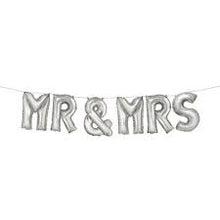 Load image into Gallery viewer, Silver Customizable 'Mr &amp; Mrs' Foil Letter Balloon Banner
