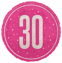 Load image into Gallery viewer, Glitz Pink &amp; Silver 30th Round Foil Balloon - 18"
