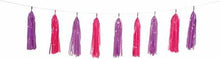 Load image into Gallery viewer, 9ft Plastic Purple &amp; Pink Tassel Garland
