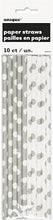 Load image into Gallery viewer, Silver White Dot Paper Straws - 10 Pack
