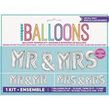 Load image into Gallery viewer, Silver Customizable 'Mr &amp; Mrs' Foil Letter Balloon Banner
