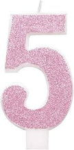 Load image into Gallery viewer, Pink Glitz Glitter Number 5 Candle
