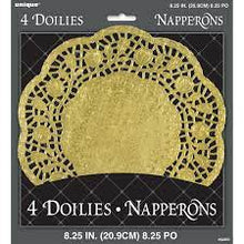Load image into Gallery viewer, Gold Paper doilies 8.25in - 4pcs
