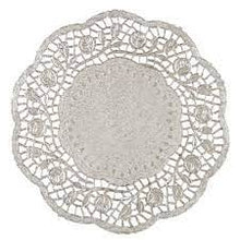 Load image into Gallery viewer, Silver Paper doilies 8.25in - 4pcs
