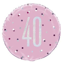 Load image into Gallery viewer, Glitz Pink &amp; Silver 40th Round Foil Balloon - 18"
