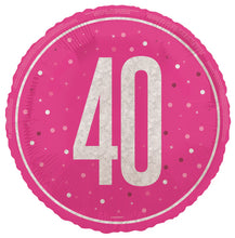 Load image into Gallery viewer, Glitz Pink &amp; Silver 40th Round Foil Balloon - 18"
