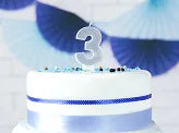 Load image into Gallery viewer, Silver Glitter Birthday Candle Number 3
