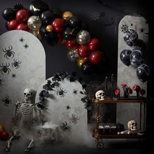 Load image into Gallery viewer, Gold, Black, and Deep Red Halloween Balloon Arch Kit
