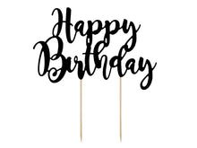 Load image into Gallery viewer, Black Happy Birthday Cake Topper - 22.5cm
