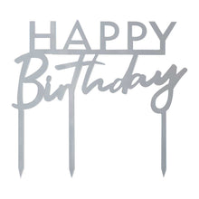 Load image into Gallery viewer, Silver Acrylic Happy Birthday Cake Topper
