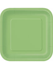 Load image into Gallery viewer, Lime Green Solid Square 9&quot; FSC Dinner Plates, 14ct

